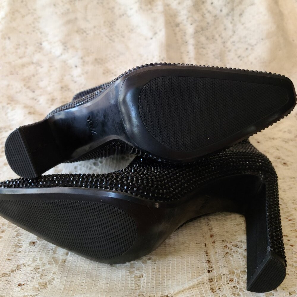 ZARA BLACK GLAM RHINESTONE HEELED ANKLE BOOTS SIZE 6 1/2 - Picture 4 of 10